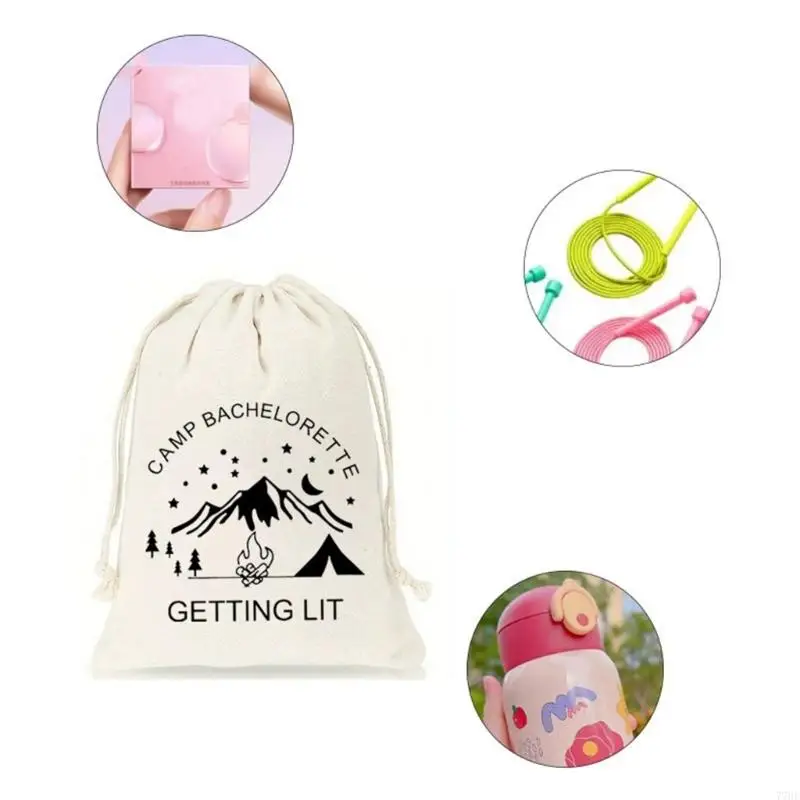 

77HE Sustainable Camping Themed Party Bags With Adjustable Closure hard wearing Linen Celebration Accessories