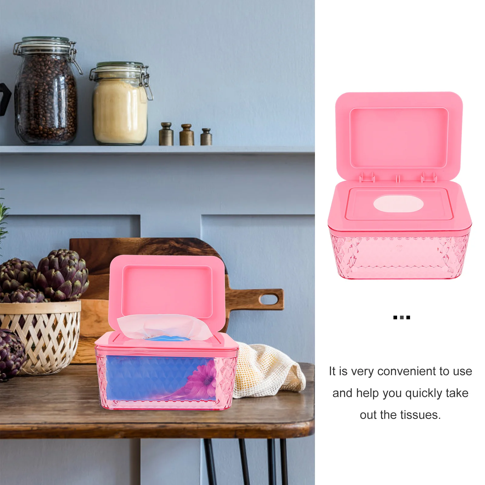 

1Pcs Desktop Wet Tissue Box Impact Resistant Ergonomic Design Quick Access Storage Container for Home Office Bathroom Simple