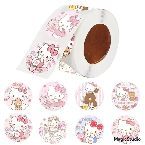 Adesivo de vedação de embalagem de presente de recompensa decorativa fofa de Hello Kitty de desenho animado/adesivo de rolo