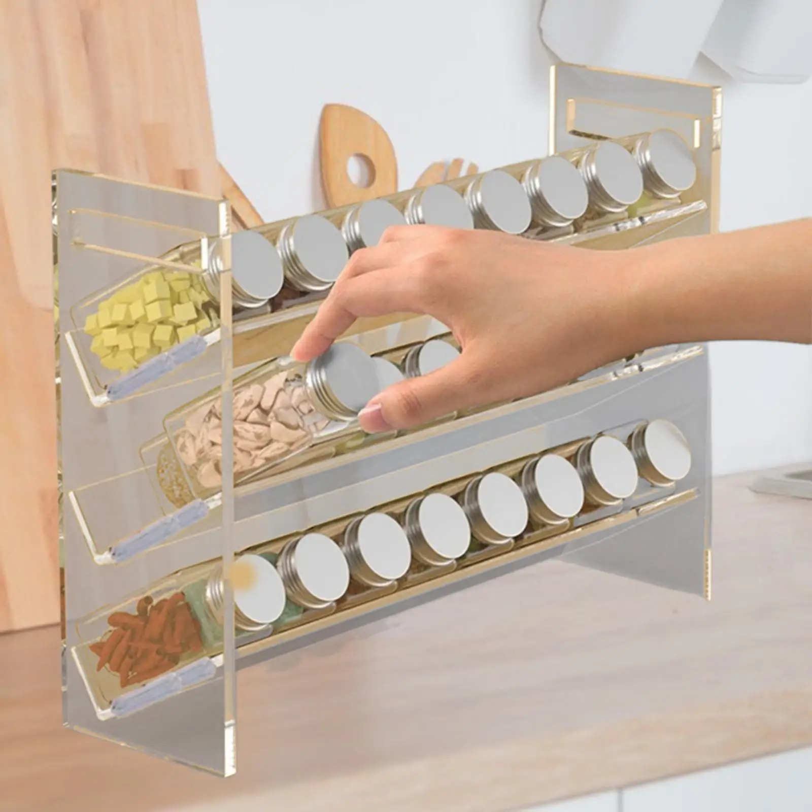 3 طبقات رف توابل منظم توفير المساحة رف توابل منظم لإمدادات الخبز زجاجات التوابل مخزن خزانة المطبخ الجرار