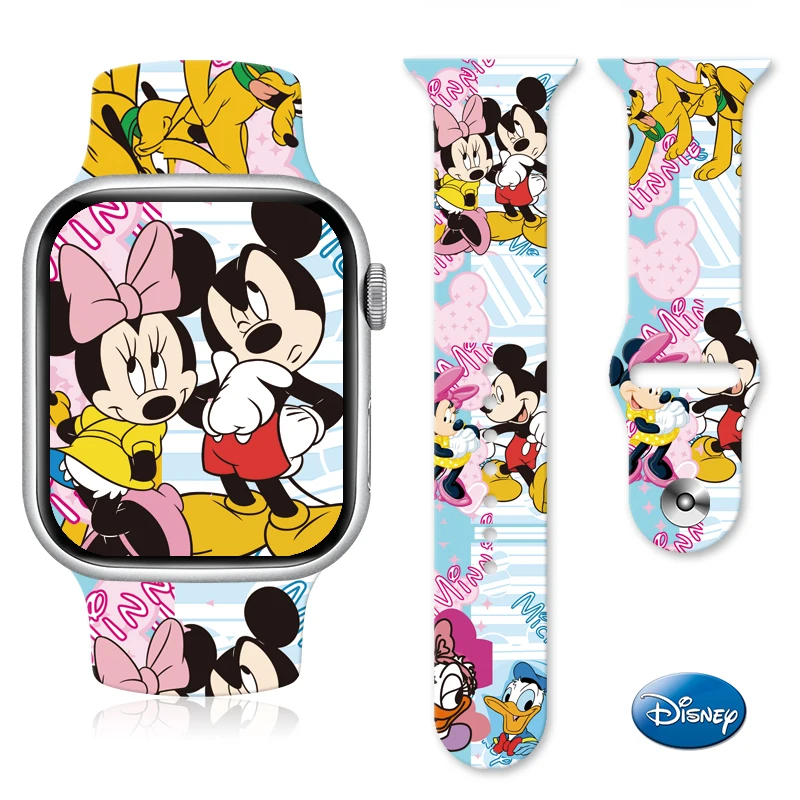 

Disney Mickey And Minni Strap for Apple Watch 11 10 9 Silicone Band Replaceable Bracelet for iWatch 46/44/42/41mm Watchband