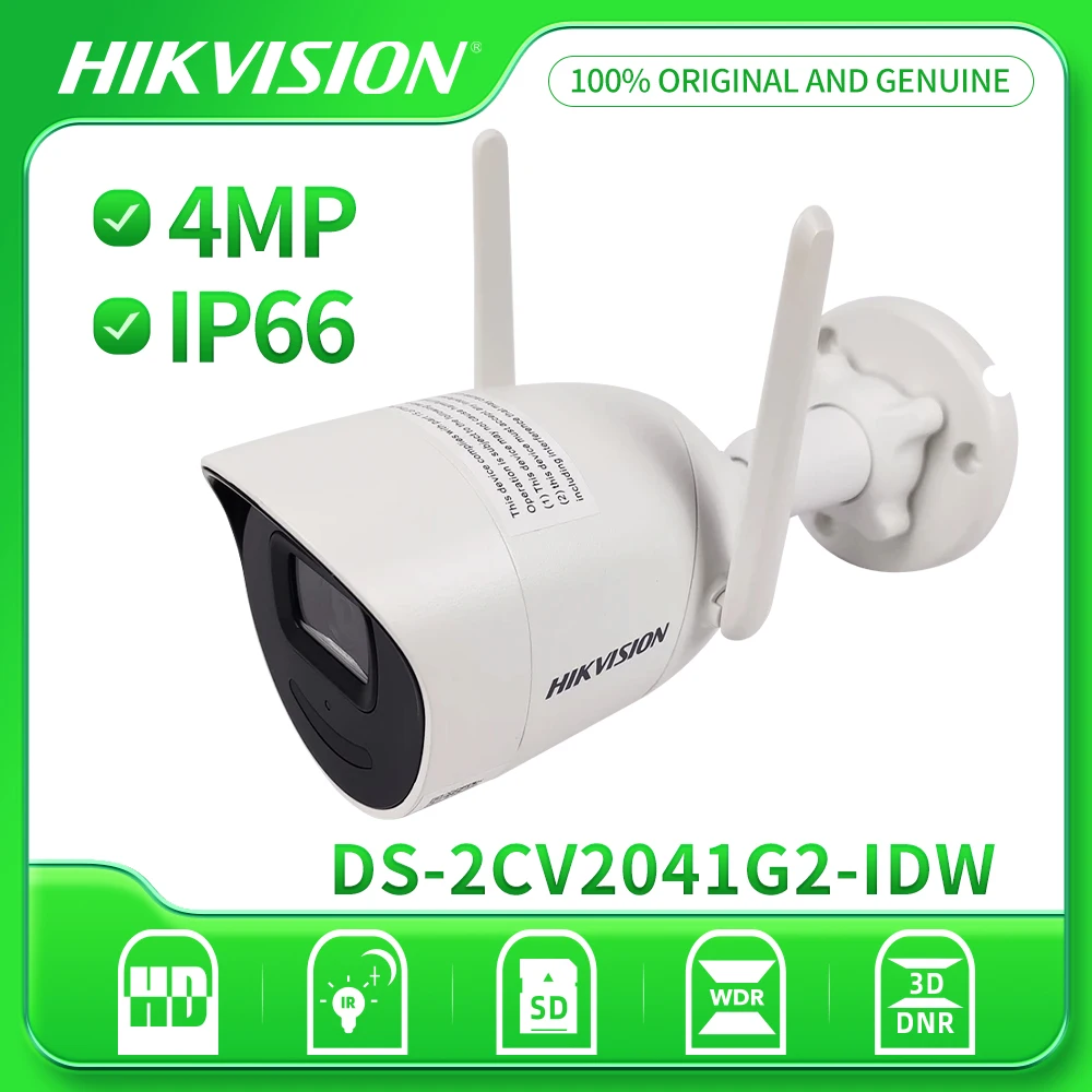 

Hikvision Original DS-2CV2041G2-IDW 4MP Outdoor Built-in Mic Speaker Wifi Wireless Fixed Bullet Network IP Camera