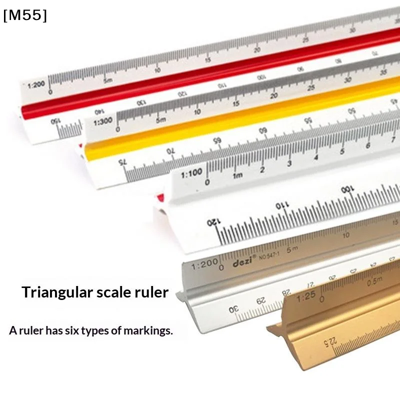 30cm Triangular Scale Ruler 1:20-1:500 Metal Plastic Straight Ruler Metric Architect Engineer Drafting Measure Tool[M55][M55]