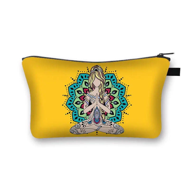 Yoga Namaste – trousse à cosmétiques pour femmes, sac de rangement de maquillage, Mandala Lotus, rouge à lèvres, trousse de toilette, pochette à cosmétiques