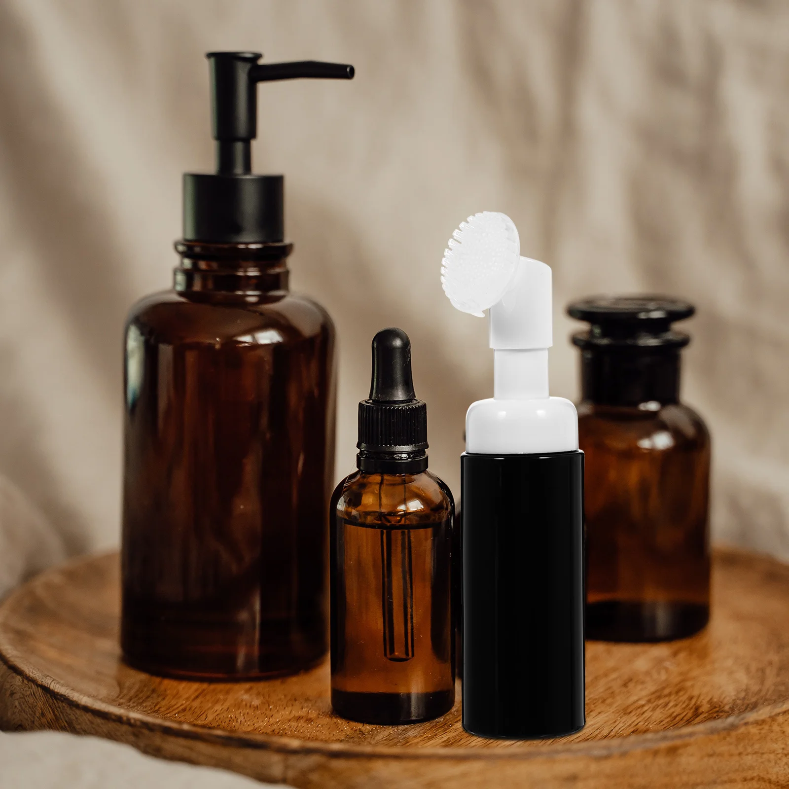 

3pcs Foam Bottle With Brush Brush Head Foaming Sub Bottles For Travel Liquid Soap Shampoo Dispenser Empty Container Facial