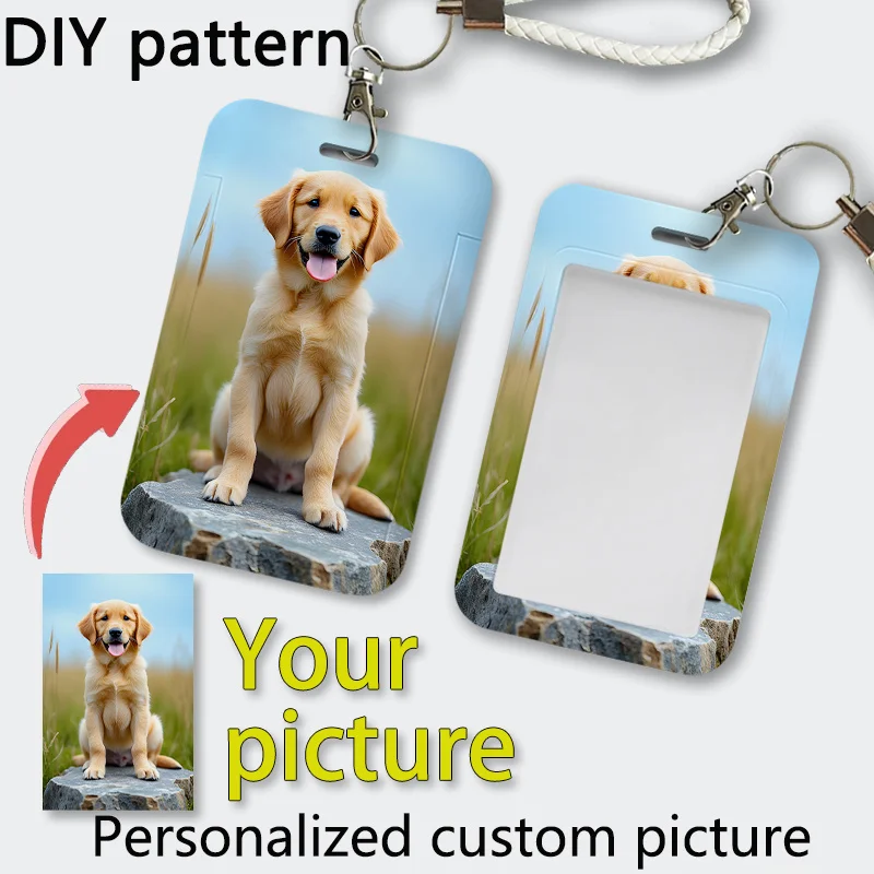 DIY الحيوانات الأليفة صور مخصصة حامل بطاقة الهوية بطاقة الائتمان وبطاقة البنك كيرينغ حالة وقائية بطاقة الهوية الطالب وبطاقة وجبة حامي