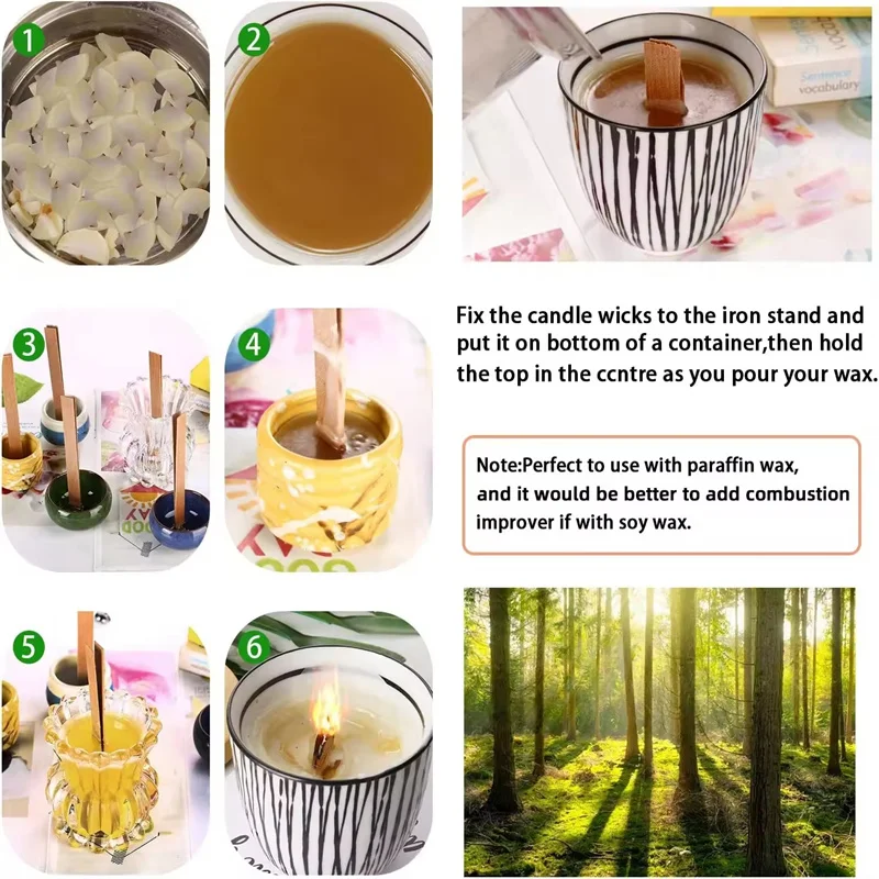 100PCS Scented Candle Wood Slice Wick for DIY Paraffin Candle Wick Soy Wick Wood Slice Wick for One Way Candle Handmade