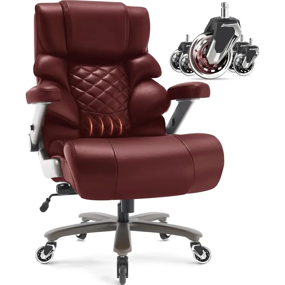 

Large Heavy-Duty Office Chair with Adjustable Lumbar Support, 3D Armrests, Plus-Size Wheels, High Back, Thick Padded Seat