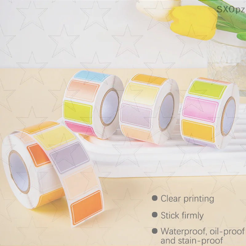 Яркие 500 шт. самоклеящиеся этикетки, пустые водонепроницаемые прямоугольные именные бирки, прочные наклейки для канцелярских принадлежностей