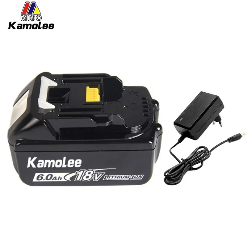 Batteria agli ioni di litio Kamolee 18V 6000mAh BL1860 Trapano a mano Batteria Utensili elettrici Supporto strumenti Kamolee
