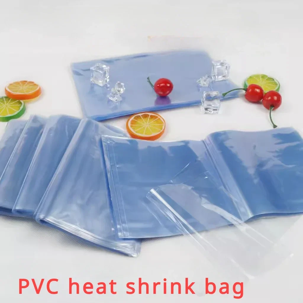 21-25cm Width PVC Heat Shrink Film  Dust Moisture-proof Light Blue Transparent Protective Membrane 100pcs Packaging Shrink Bags