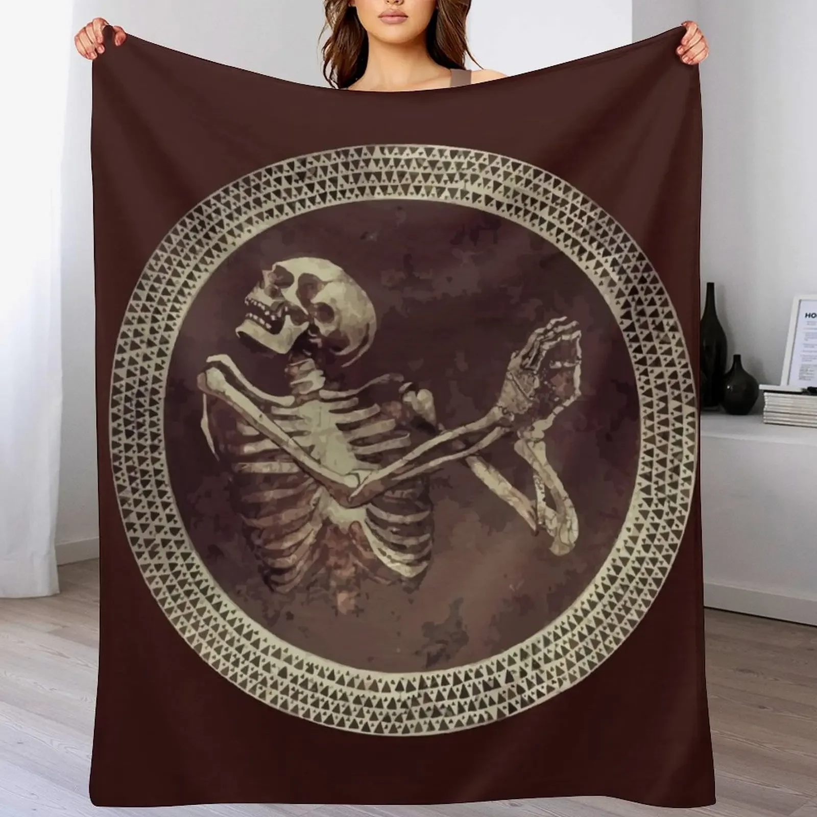 Hannibal: Dancing Skull + Skeleton Mosaic Throw Blanket Versatile Cozy Throw Blanket for All Occasions