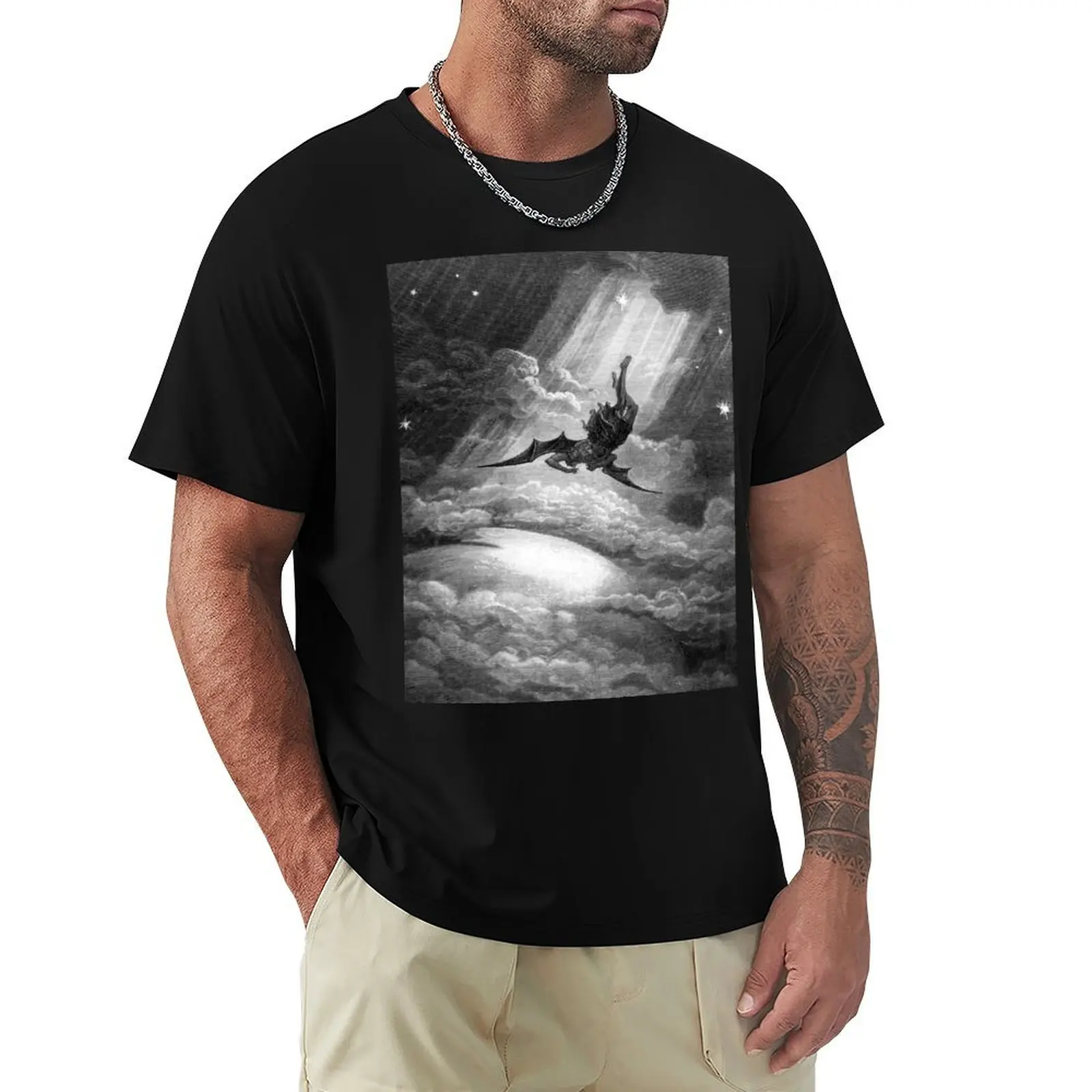 The Fall of Satan - Gustave Dore T-Shirt Big and Tall Solid Color T-Shirt