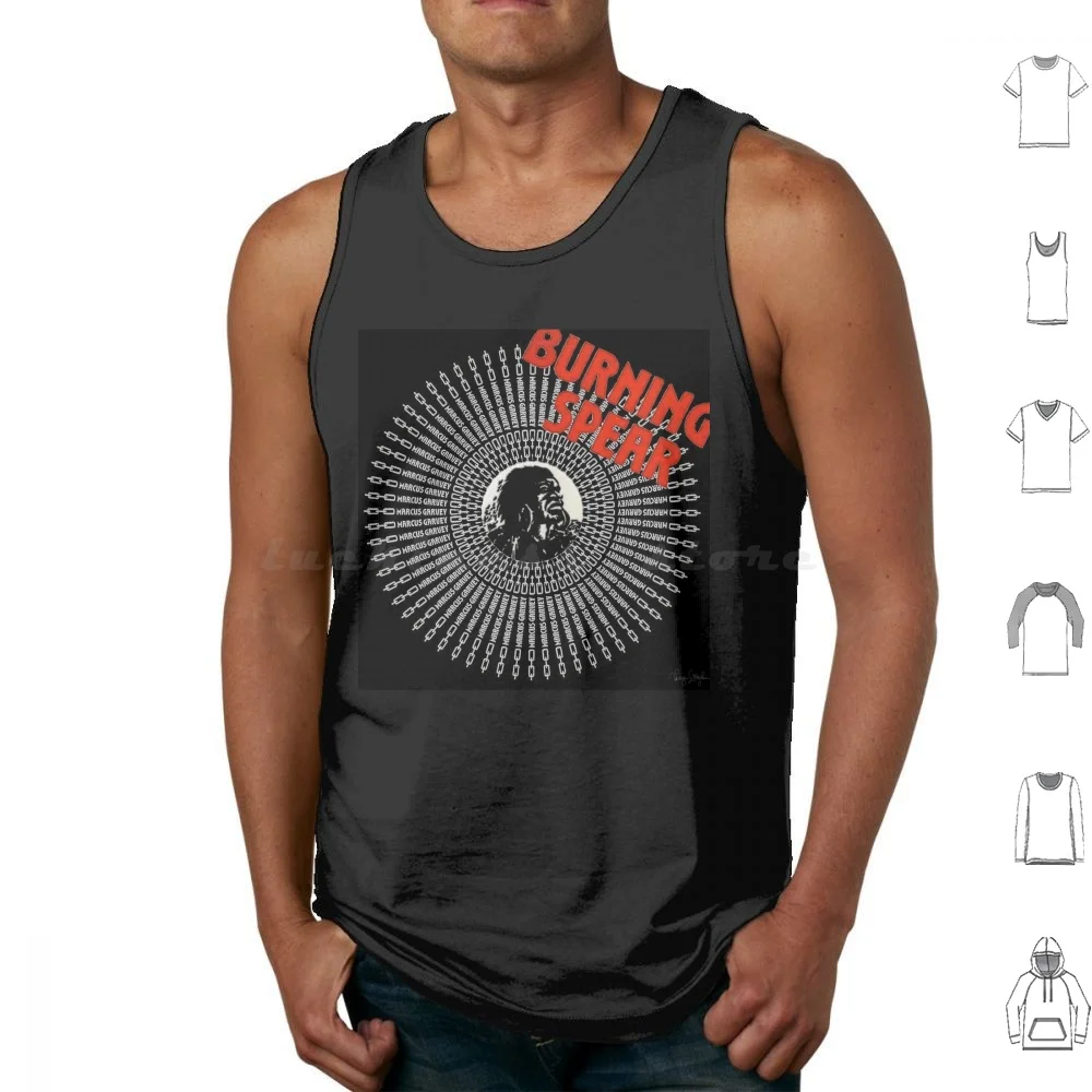 Burning Spear Redo-Marcus Garvey Tank Tops Print Cotton Mandala Sphere Kaleidoscope 70s 1975 Music Winston Rodney Burning