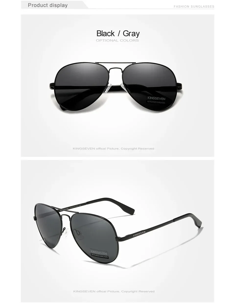 Echte KINGSEVEN Männer Aluminium Sonnenbrille Polarisierte UV400 Spiegel Männliche Sonnenbrille Für Frauen Angeln Fahren Brillen – Detail 4