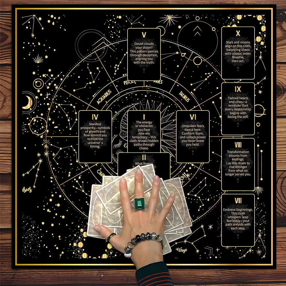 

Reading Card Game Tarot Card Tablecloth Witchcraft Astrology Polyester Tarot Mat Witch Altar Cloth Divination Cloth Card Pad