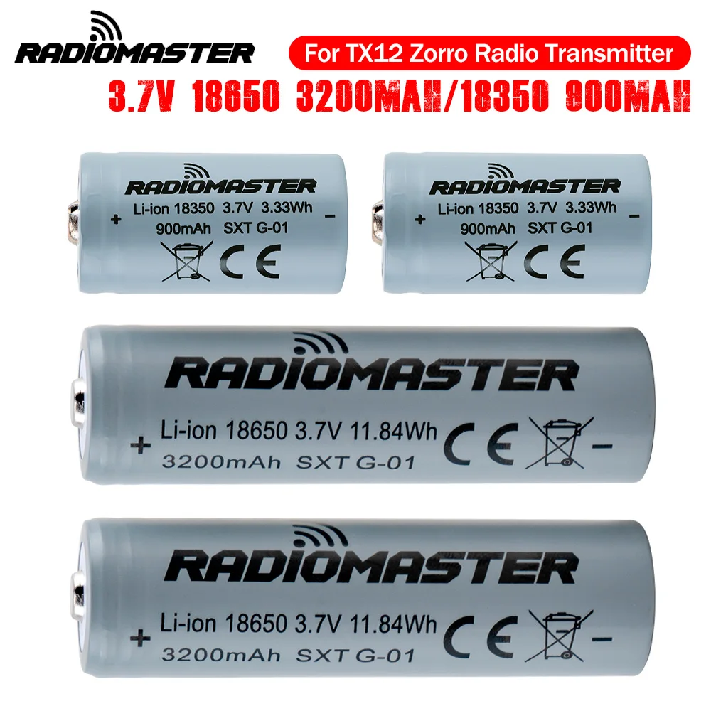 RADIOMASTER TX12 Radio 1S 3.7V 3200mAh 18350 900mAh Li-ion Battery for Transmitter 2pcs Remote Control Batteries