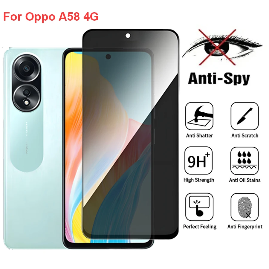 For Oppo A58 4G CPH2577 Anti Spy Privacy Tempered Glass Screen Protector Compatible For OppoA58 4G Full Cover Screen Phone Film