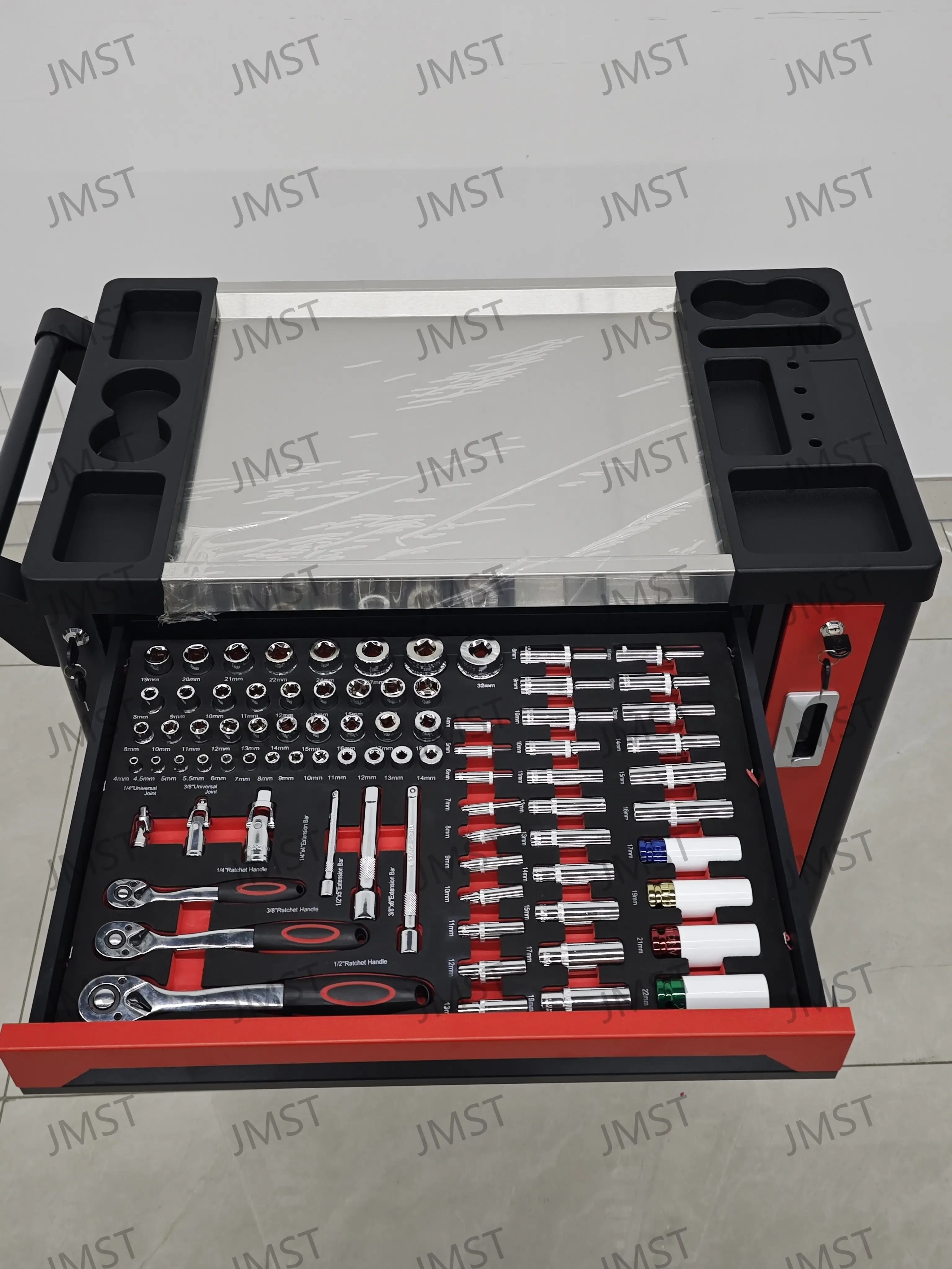 CE Stainless Steel Tool Cabinet 7 Drawers And 1 Side Drawer Tool Box Sets With Mechanic Tool Set 258pcs Customize Herramientas