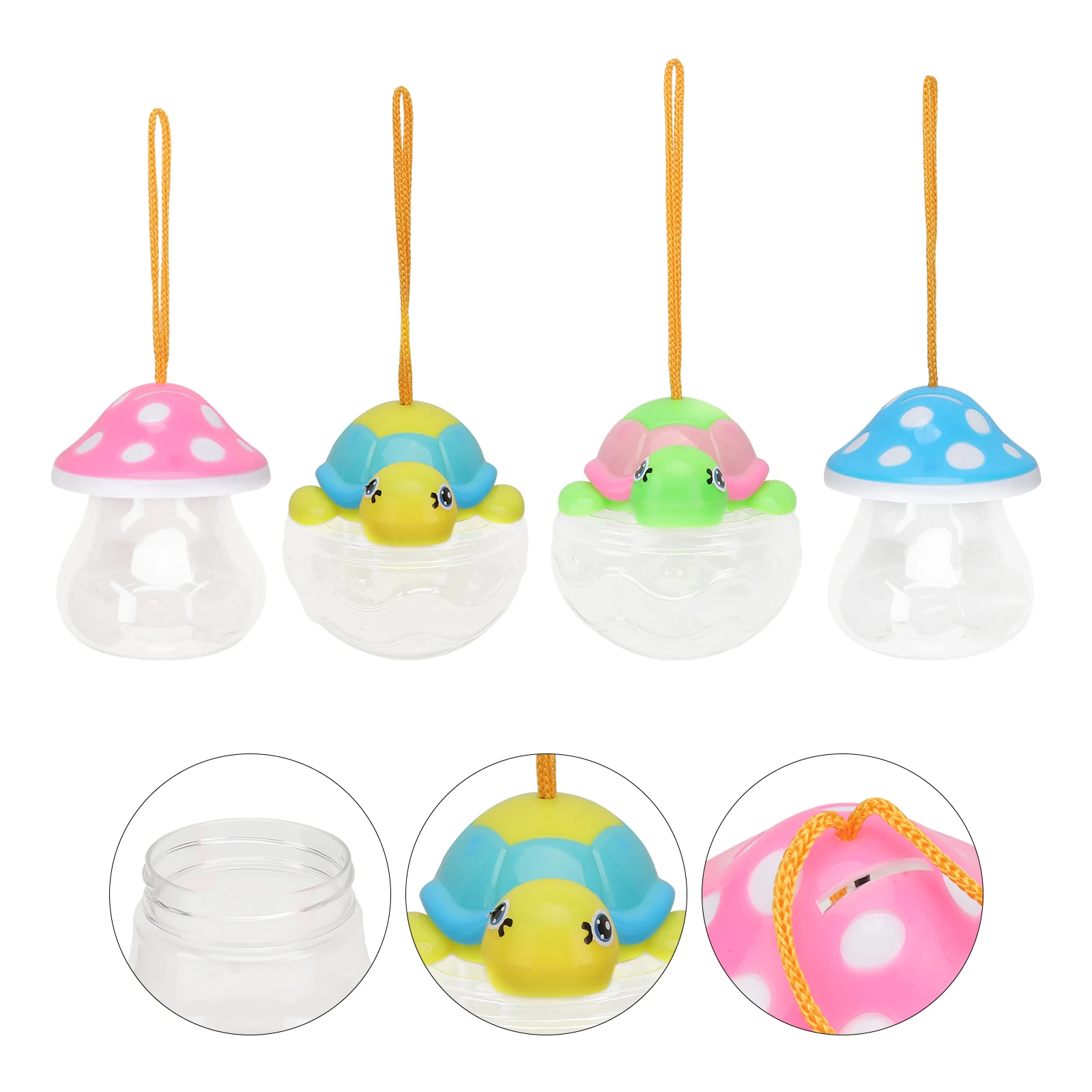 

4pcs Mini Tanks 2 Turtle Lid 2 Mushroom Lid Portable Bottles For Small Animals Fish Keeper Plastic Fish Tanks Pet Aquarium