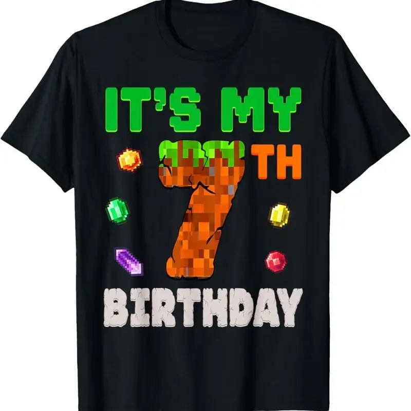 Kids It's My 7th Birthday 7 Seven Boys Pixel Game T Shirt
