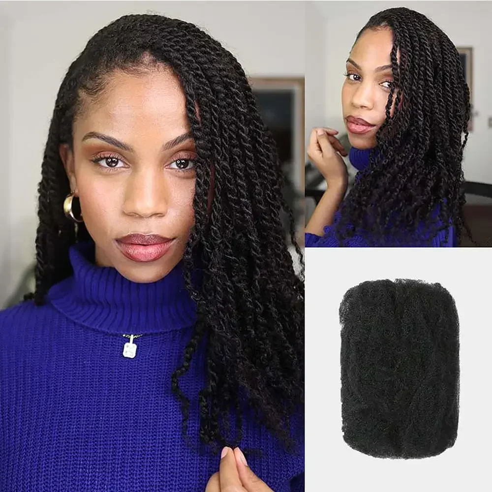 Afro Kinky Bulk Hair No Attachment QVR Afro ricci Bulk capelli umani RebeccaQueen Virgin Remy Dreadlock colore naturale trecce capelli