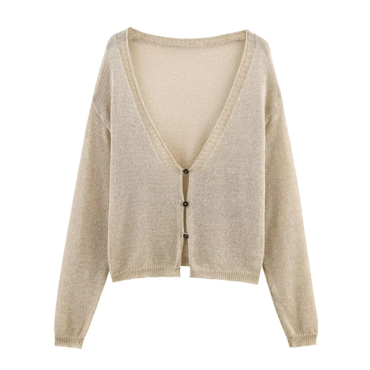 

Korejepo New Women Clothing European American Style Fashionable Simple Versatile Long Sleeved Cardigan Knitted Jacket
