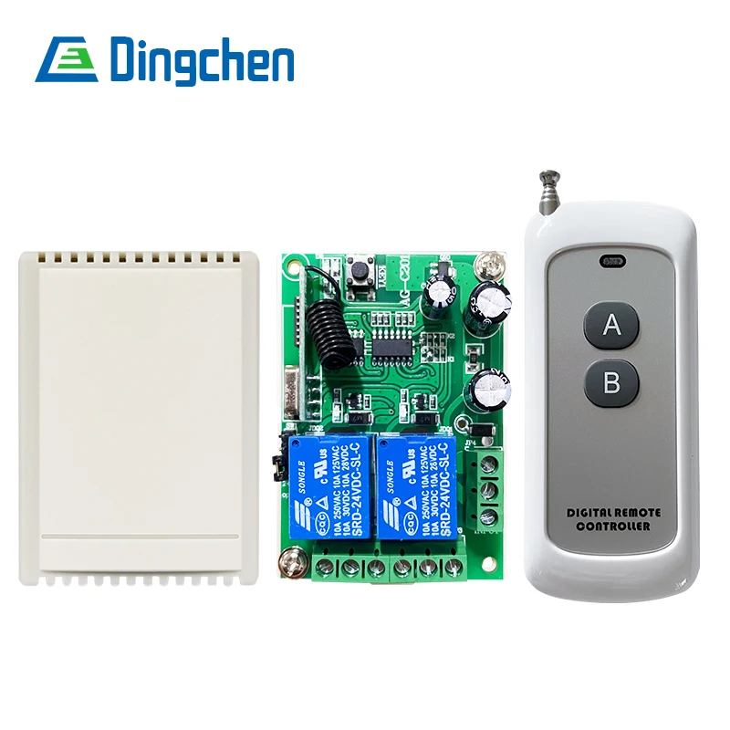 433Mhz RF Remote Control Circuit Universal Wireless Switch DC 5V 12V 24V 2CH rf Relay Receiver and Keyfob Transmitter for Garage