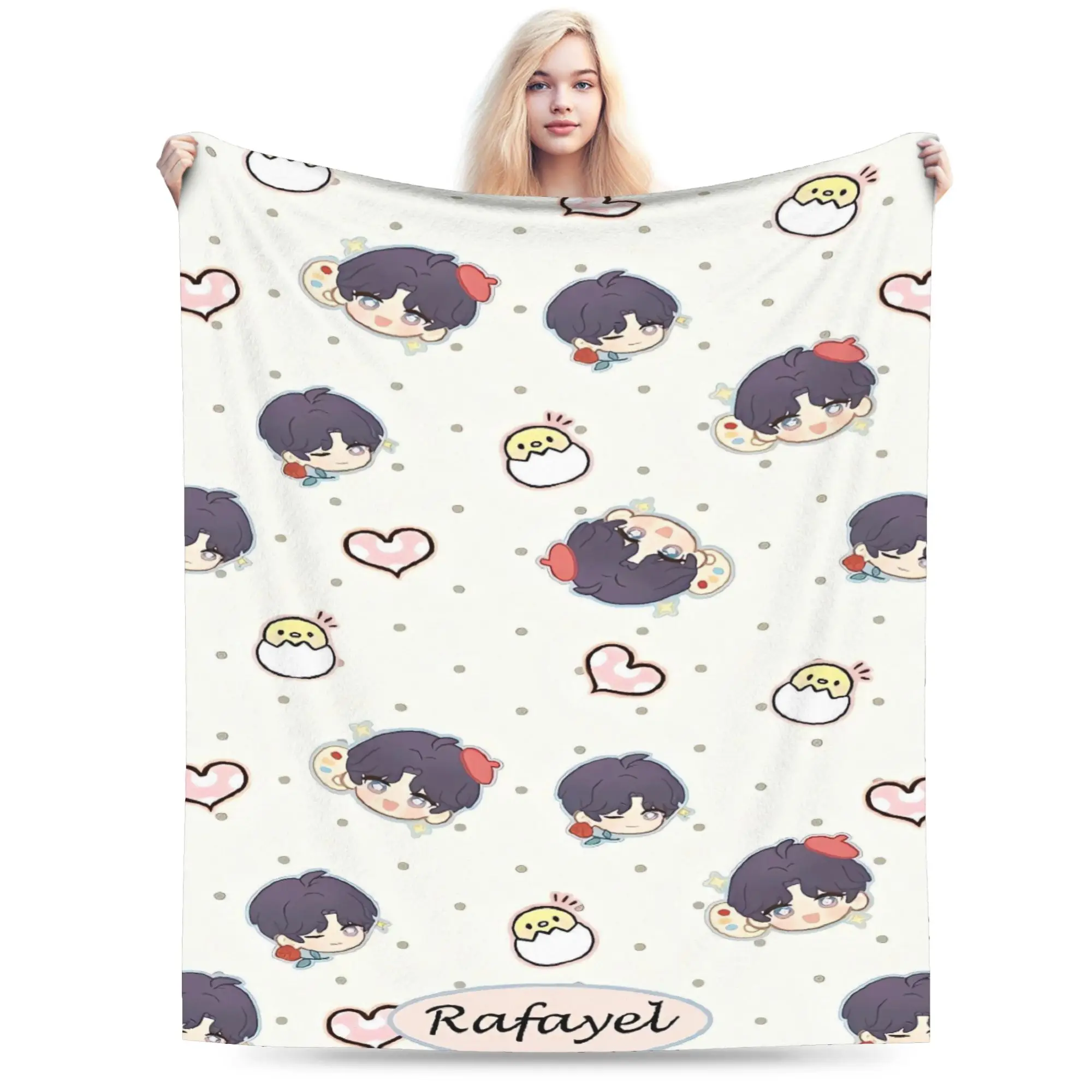 Anime Love and Deepspace Flanelldecken Herbst Rafayel Weiche warme Bettwäsche Überwürfe für Kinder Couch Lustige Tagesdecke Sofabettbezug