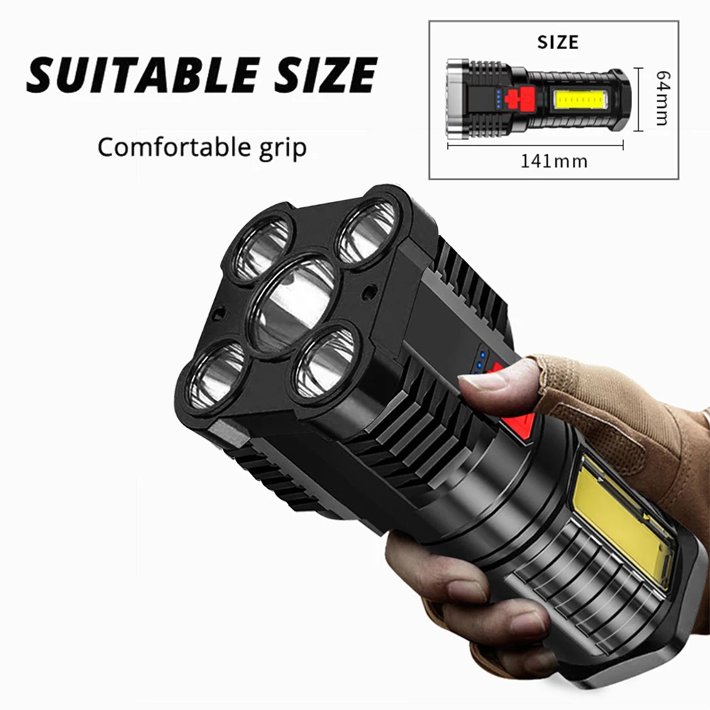 

Светодиодные аварийные лампы, водонепроницаемый портативный фонарик, 500 лм, 4 режима освещения, перезаряжаемый, для кемпинга на открытом воздухе, для рыбалки, пешего туризма