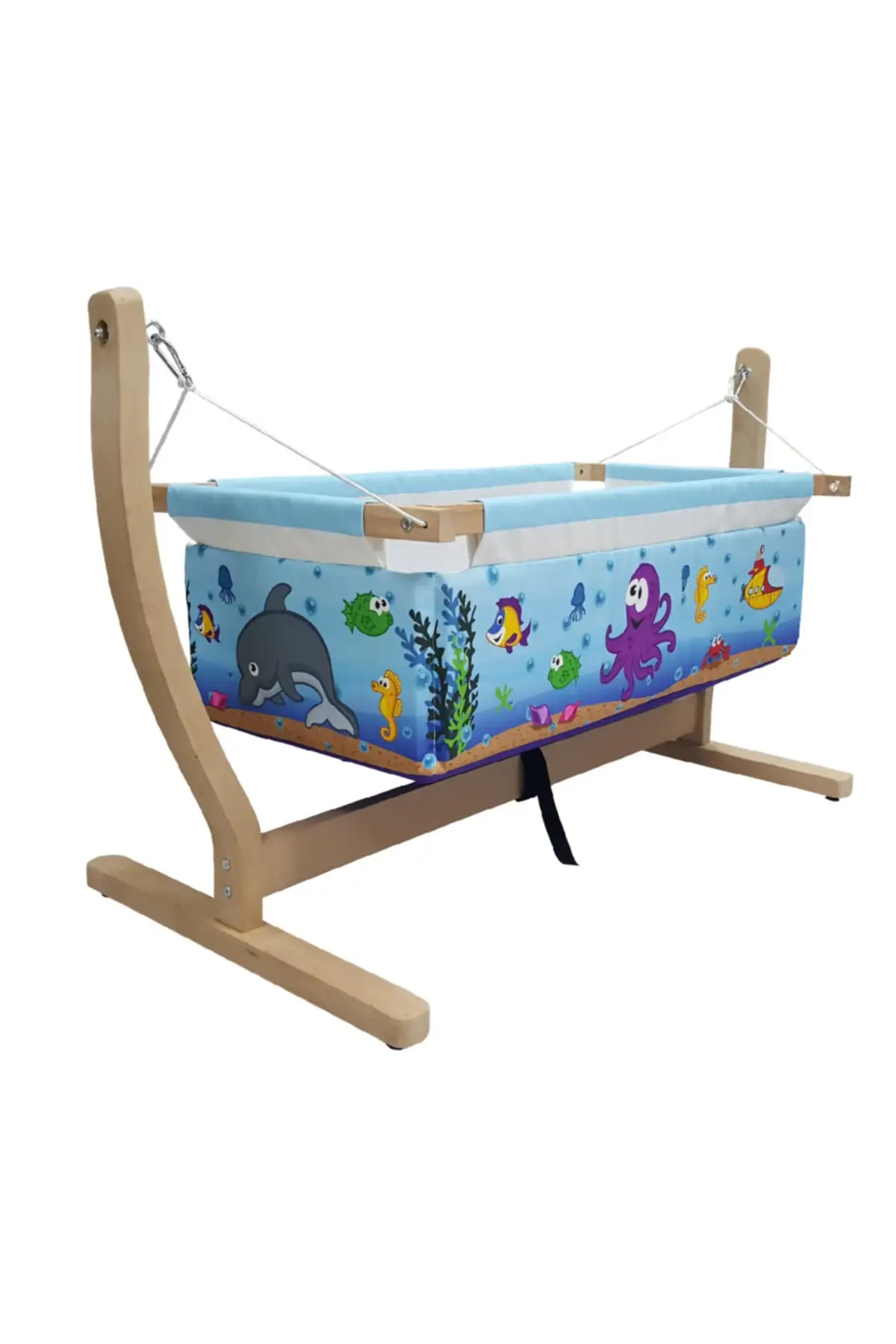 Unisex Blauw Hout Hangmat Wieg Set