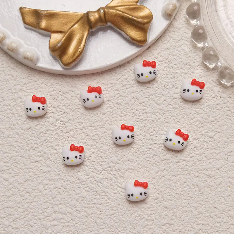 50 قطعة الكرتون المختلط مرحبا كيتي القط الصغير رئيس مسمار السحر Kawaii الراتنج كيتي القوس مسمار الفن الراين مانيكير الديكور