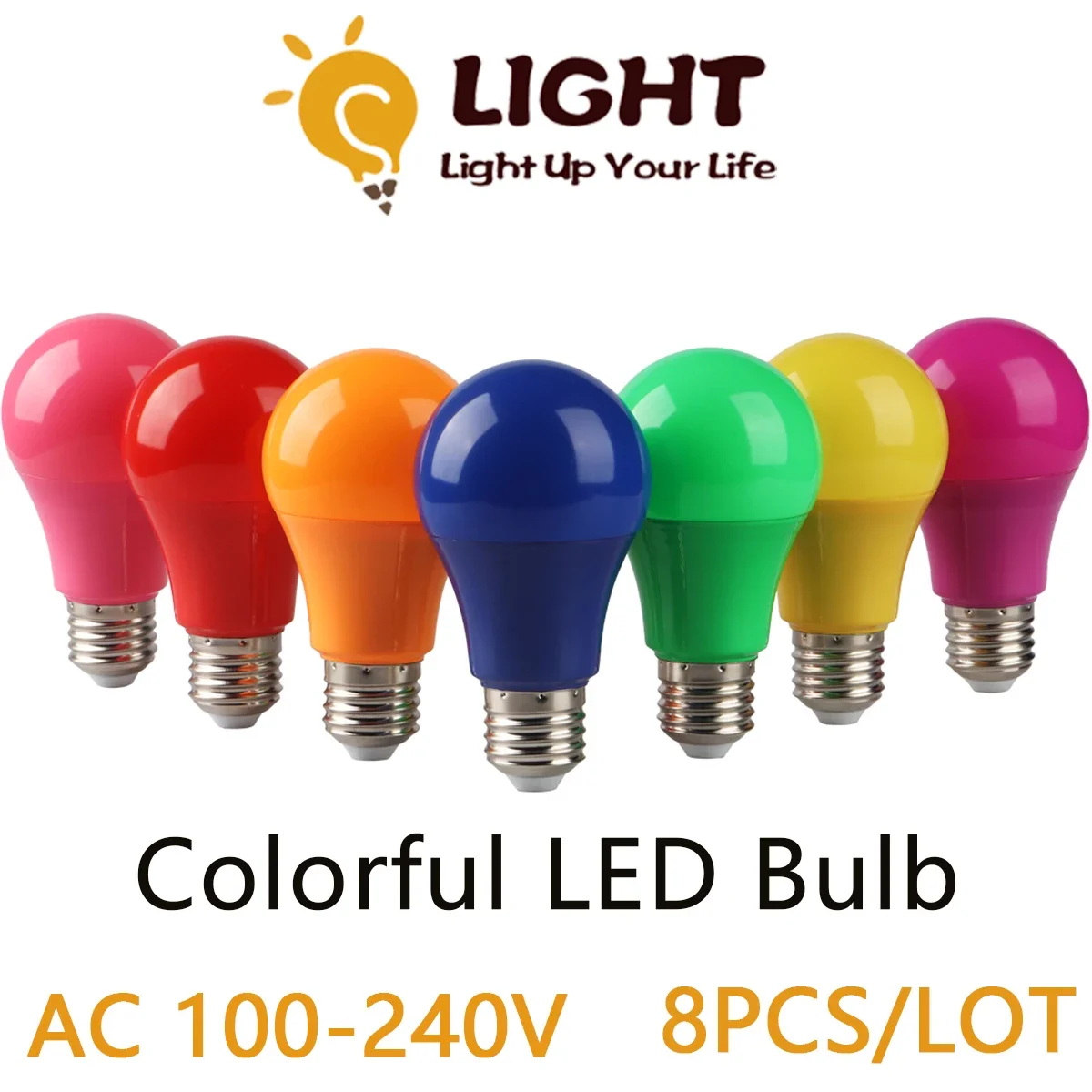 

Best seller 8PCS/Lot 7 Colors Lampada 8W PC AC 100-240V A60 strobe Based E27 B22 suitable for Party KTV Supermarket