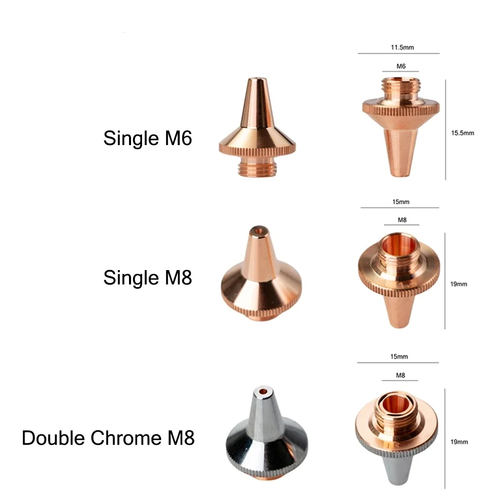 3D Laser Nozzles M8 M6 H19 H15.5 Single Layer Double Chrome for Raytools Precitec Hans Laser Head Parts BM110 BT240S BT220