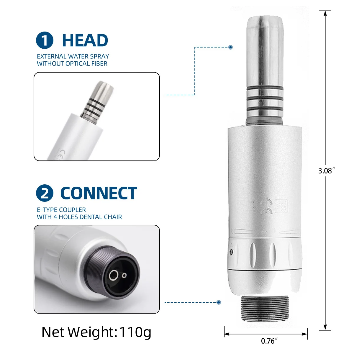 Dental Low Speed Handpiece Inner Water Spray Straight Contra Angle 2/4Holes Air Motor Air Turbine Dental Handpiece