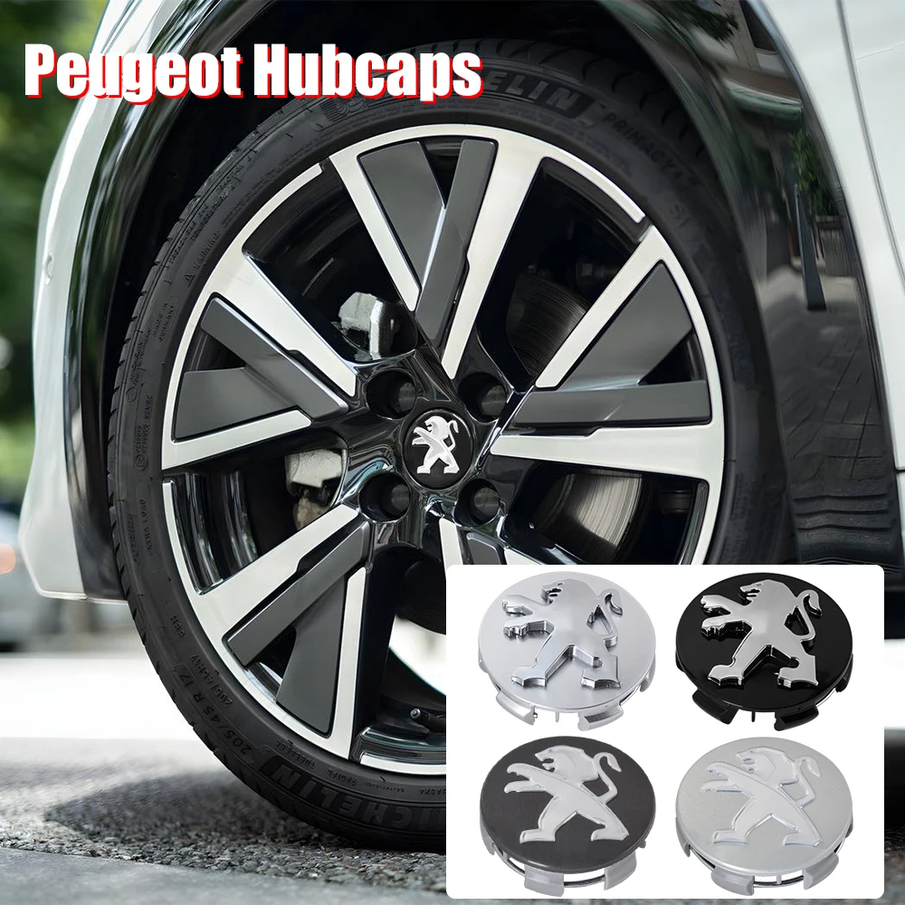 60mm Car Wheel Center Hub Cap Cover Badge Accessories For Peugeot 408 4008 308 3008 Rifter 5008 508 2008 208 301 RCZ 407 108 608