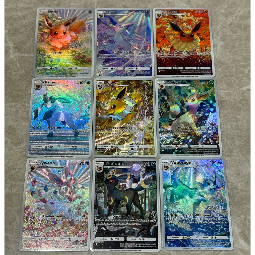 9 szt./zestaw DIY Karty Pokemon do samodzielnego wykonania Mądrość Morza i Nieba A4 EX Umbreon Sylveon Tyranitar Spinarak Kolekcja Kart do Gry