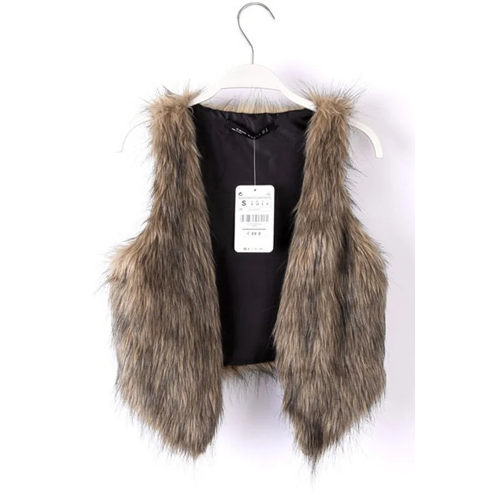 Female Faux Fur Vest Women Sleeveless Vest Outerwear Multi-size Short Waistcoat Autumn Winter