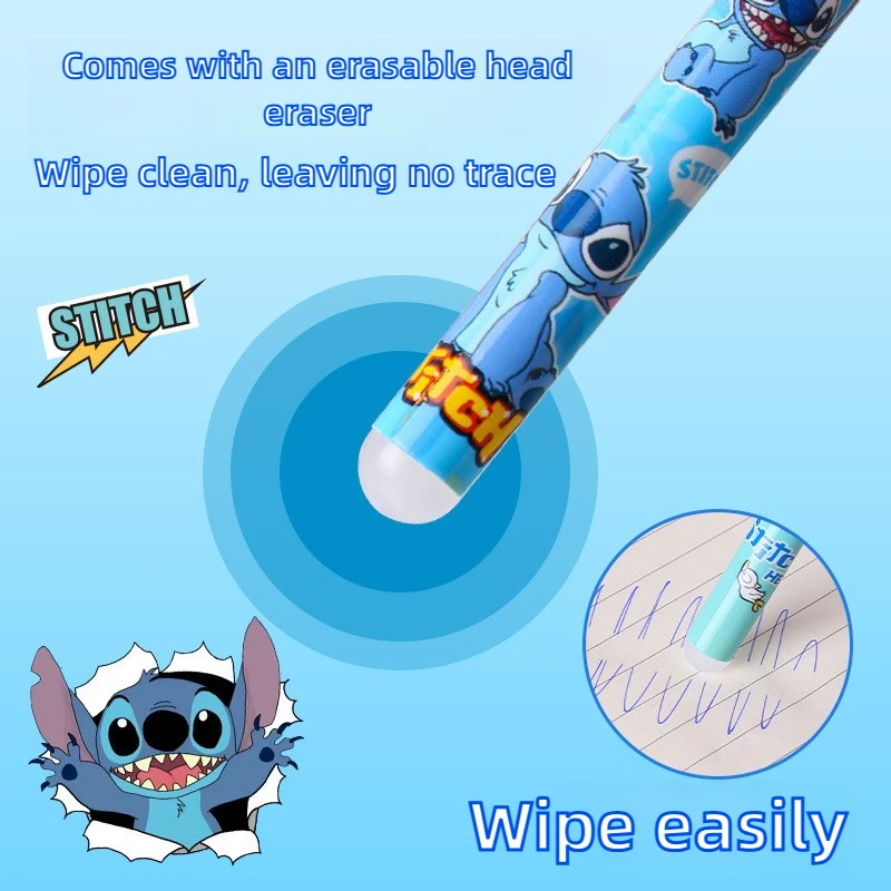 12 قطعة/صندوق ليلو وستيتش قابل للمسح هلام القلم Kawaii أنيمي 0.5 مللي متر الحبر الأزرق مع لينة المطاط غمد توقيع أقلام القرطاسية الهدايا #3