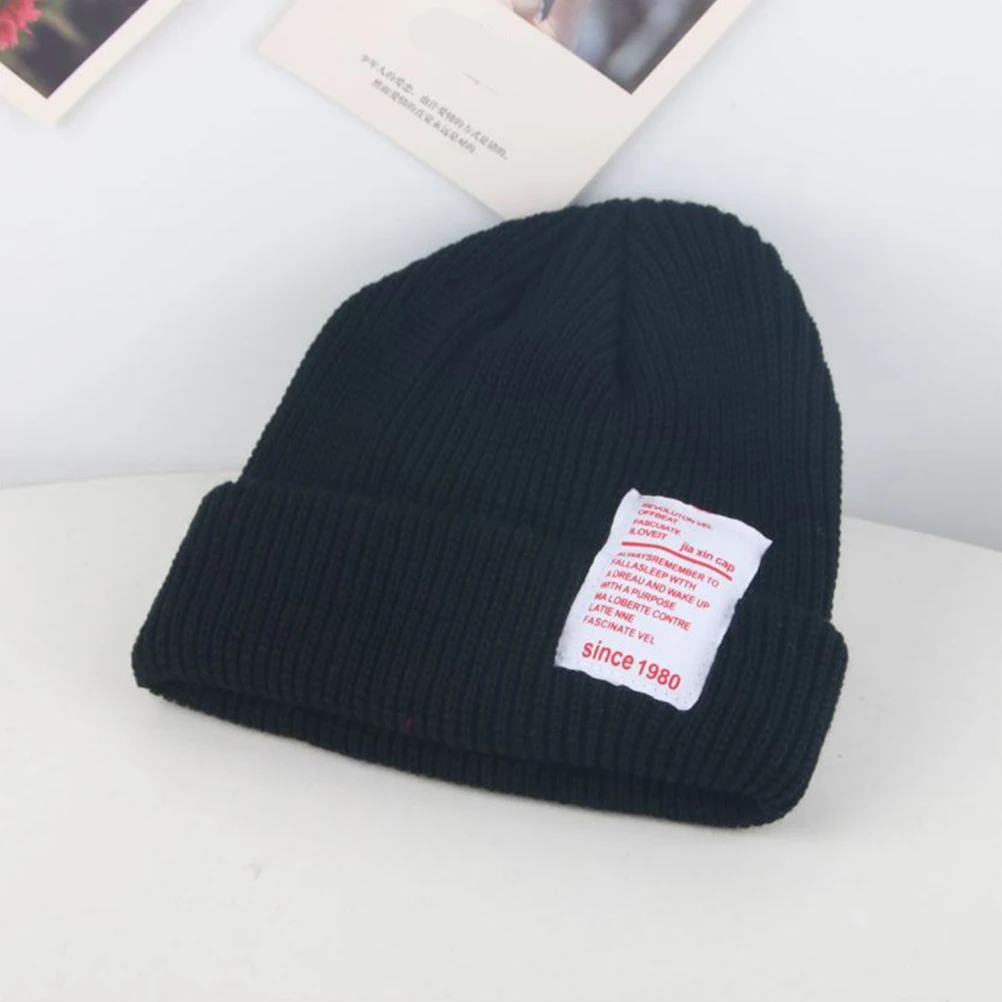 

Knitted Cap for Baby Stylish Infant Hat High Quality Cotton Comfortable Breathable Photography Gift Black Baby Knitted Hat