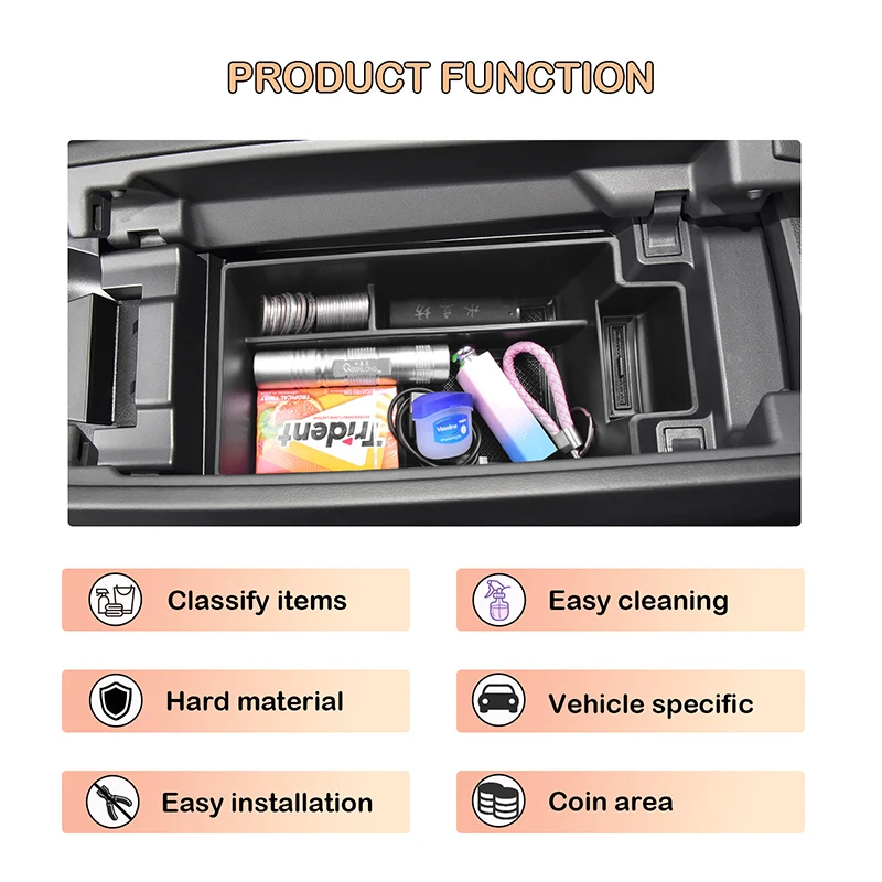 For Nissan Rogue X-Trail 2021 2022 2023 T33 Accessories Armrest Box Secondary Storage Insert Tray Sunglasses Holder ,Black Mat