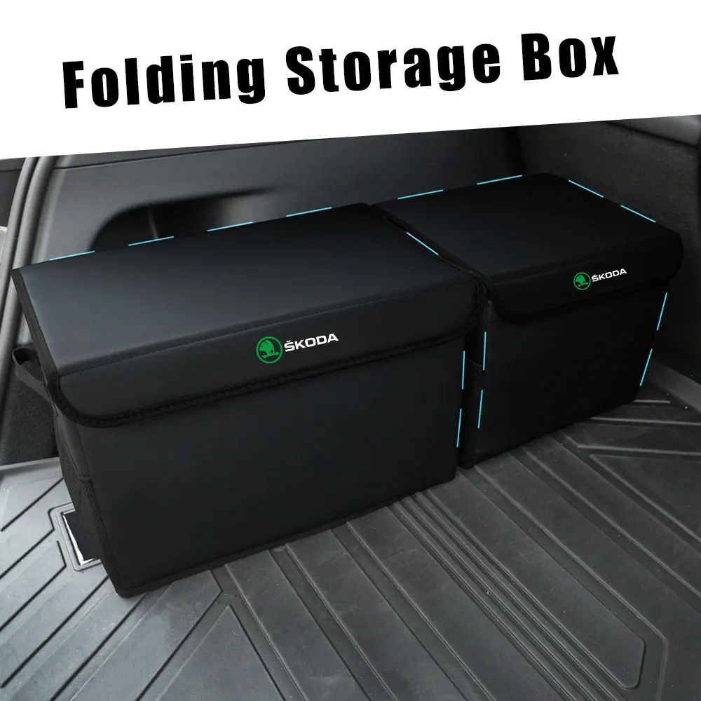 Car Trunk Large Storage Organizer Box Auto Accessories For Skoda S Skoda Kodiaq Fabia Kamiq Karoq Octavia 3 A5 A7 Rapid Scala