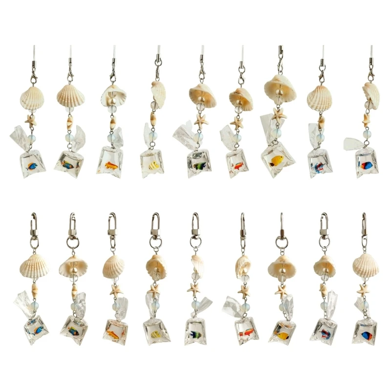 

X9FD Handcraft Shells Pendant for Phones Bags And Keys Ocean Theme Daily Use