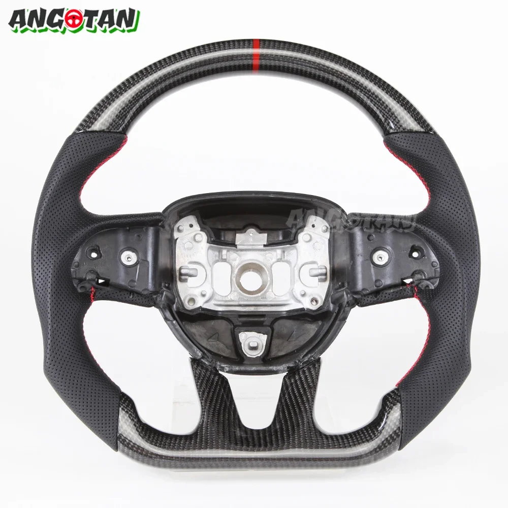 Carbon Fiber Steering Wheel For Dodge Challenger Charger SRT HELLCAT 2014-2024 LED Customized Racing Steering Wheel D Shape