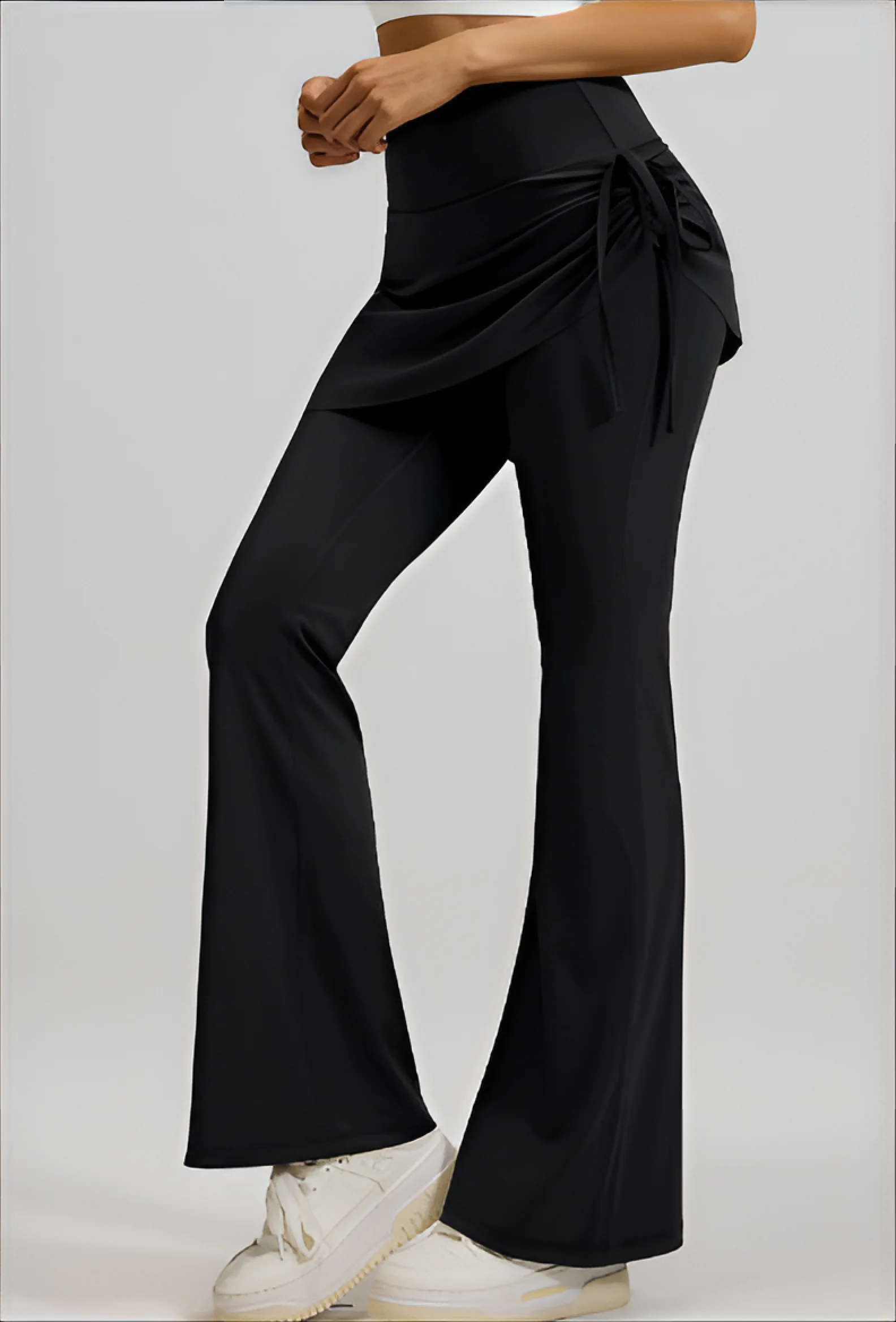 Pantaloni bootcut da ufficio donna palazzo asteca discoteca plaid solido fantasia floccaggio catena a rete anti sporco lavato bodybuilding termico GF