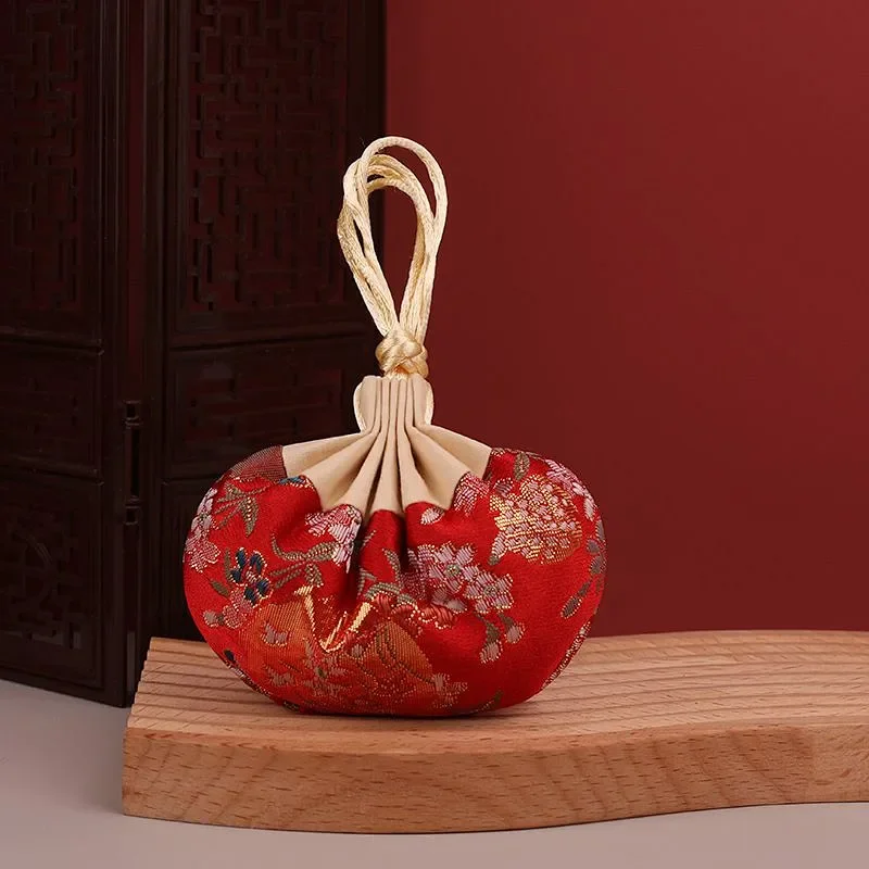 

Многоцветный тканевый мешочек с цветочным узором для украшений, женская сумочка-кошелек, пустой мешочек для хранения в китайском стиле