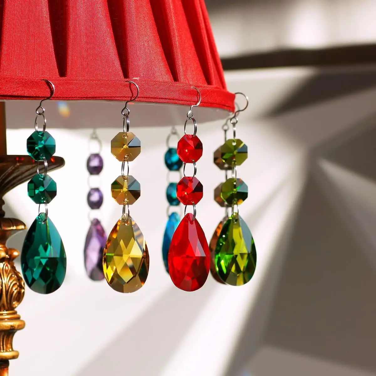 20pcs Multicolor 38mm Teardrop Hanging Crystals Beads Ornament Pendants for Chandeliers Window Wedding Decorations Gifts