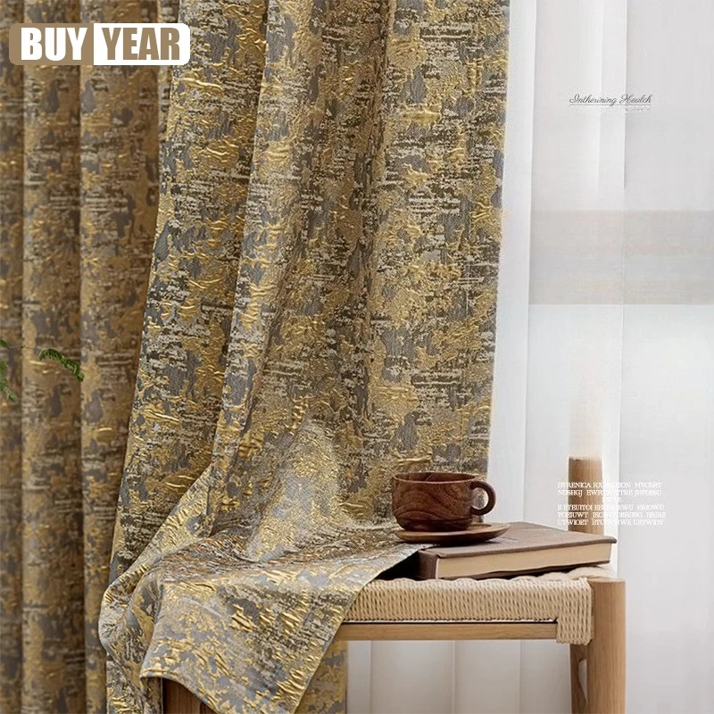 

Bronzing Dyed Fabric Blackout Curtains for Living Dining Room Bedroom New Modern Simple Curtains Window Decor Custom Size
