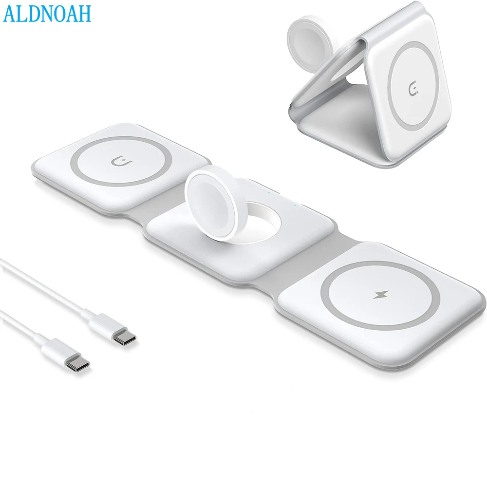 

3 in 1 Wireless Charging Station for Apple Magnetic Fast Charger Pad for iPhone 14/13/12 iWatch 8 Foldable Dock for Airpods Pro