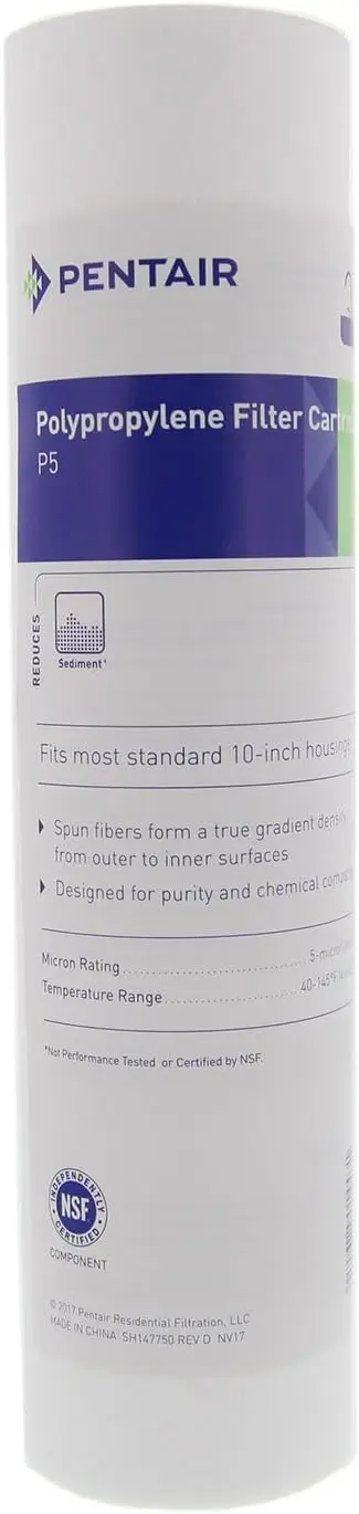 Water Filter, 10-Inch, Under Sink Spun-Bonded Polypropylene Replacement Cartridge, 10" x 2.5", 25 Mi